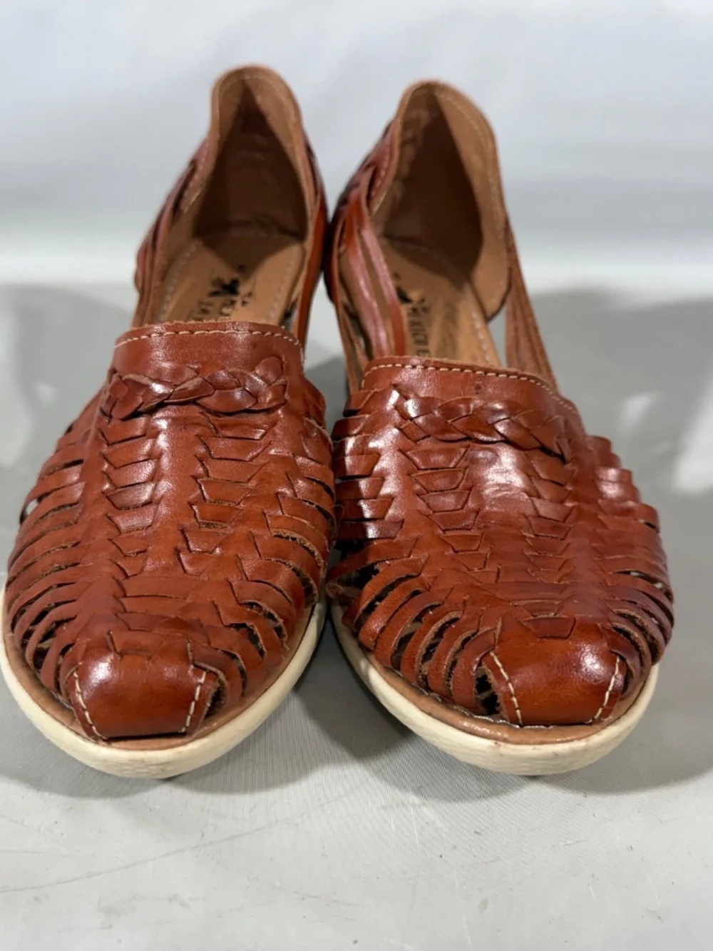 Mexico En La Piel Braided Woven Leather Huarache Wedge Sandals Ankle Womens 8